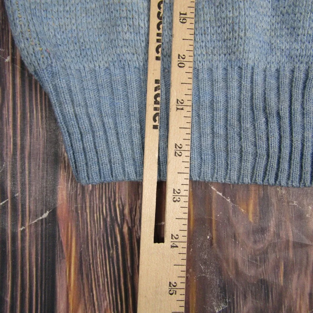 Vintage Geometric Sweater Mens Large‎ Blue Brown Wool Acrylic Crewneck Italy 80s